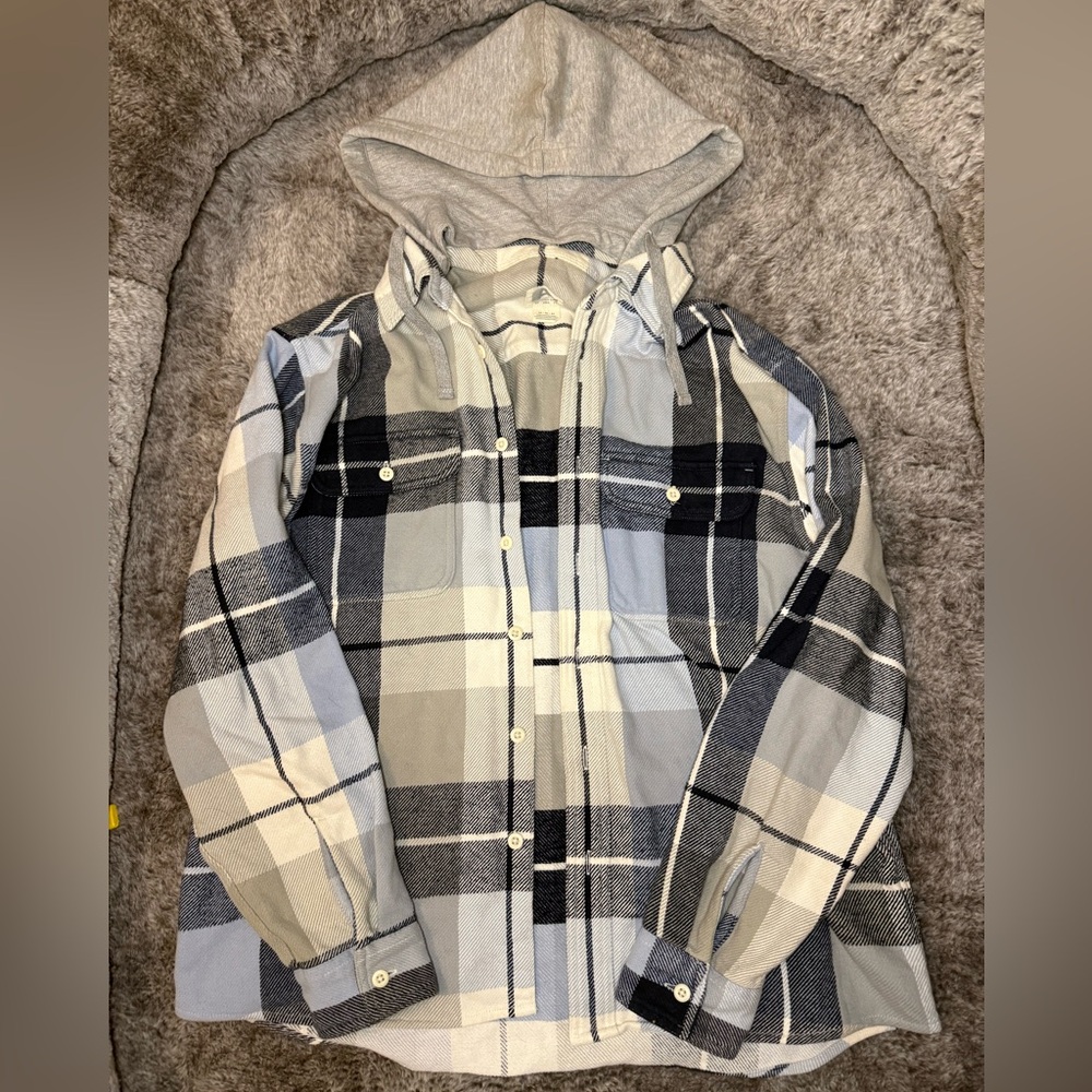 American Eagle Plaid Hooded Flannel